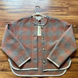 Women's Plaid Jacket - Gray and Brown